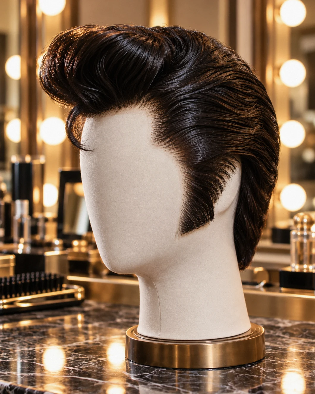 AI-generated illustrative hairstyle or tribute-wig image, not a real studio client or commission
