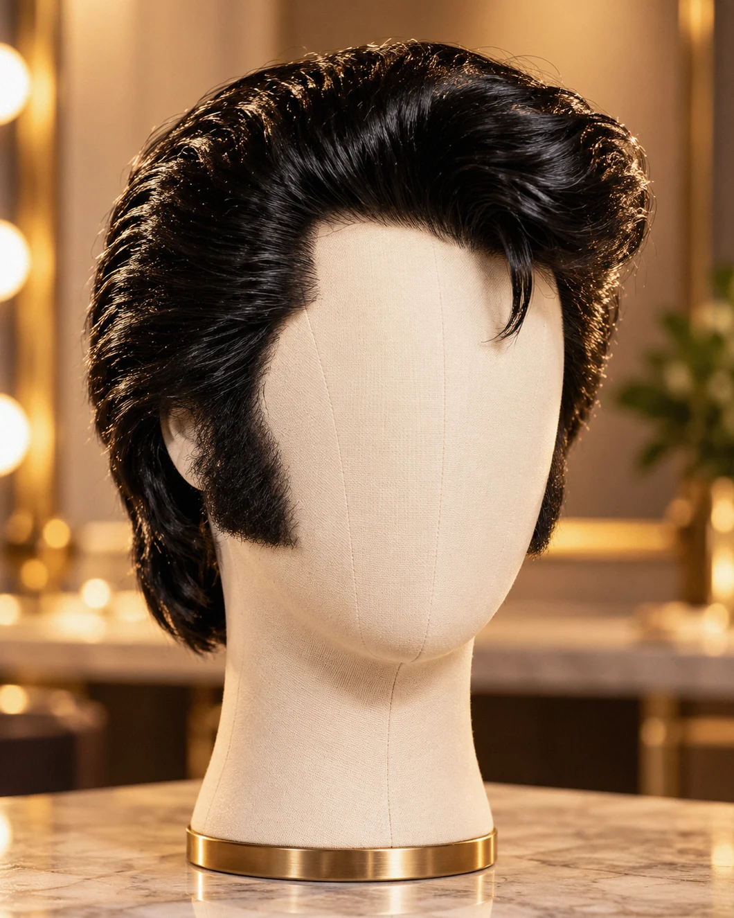 AI-generated illustrative hairstyle or tribute-wig image, not a real studio client or commission