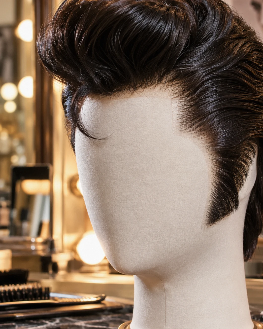 AI-generated illustrative hairstyle or tribute-wig image, not a real studio client or commission